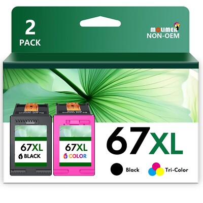 67XL 2 Pack Black/Color Ink Cartridge Replacement for HP 67 Ink DeskJet 2700