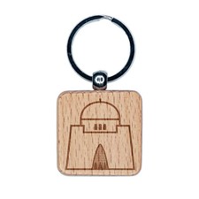Mazar-e-Quaid Jinnah Mausoleum Engraved Wood Square Keychain Tag Charm