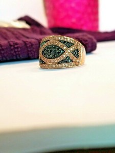Authentic Lenox Brown CZ Rose Gold Plated Sterling Pattern Band Ring Size 7, 8, 9
