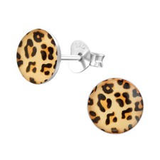 Leopard Earrings 925 Silver - Kids Ladies Leopard Print Stud Earrings Jewellery