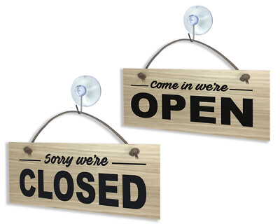 #1091 OPEN CLOSED Schild starr QUALITÄT Eiche Furnier doppelseitig hängend Türschild