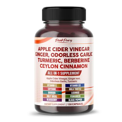 PEAKPURY Apple Cider Vinegar Garlic Turmeric Berberine Supplement