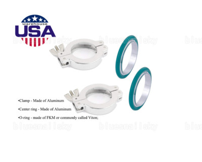 USA Combo 2 KF-25 NW-25 ALUMINUM VACUUM CLAMP & Centering Ring FKM O-ring