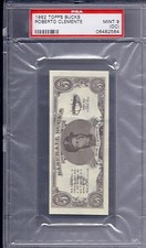 1962 Topps Baseball Bucks Roberto Clemente MINT PSA 9 OC