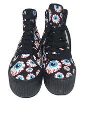 Jeffrey Campbell JC Play Black Hiya-Eye Eyeball Sneakers Shoes Platform Sz 9