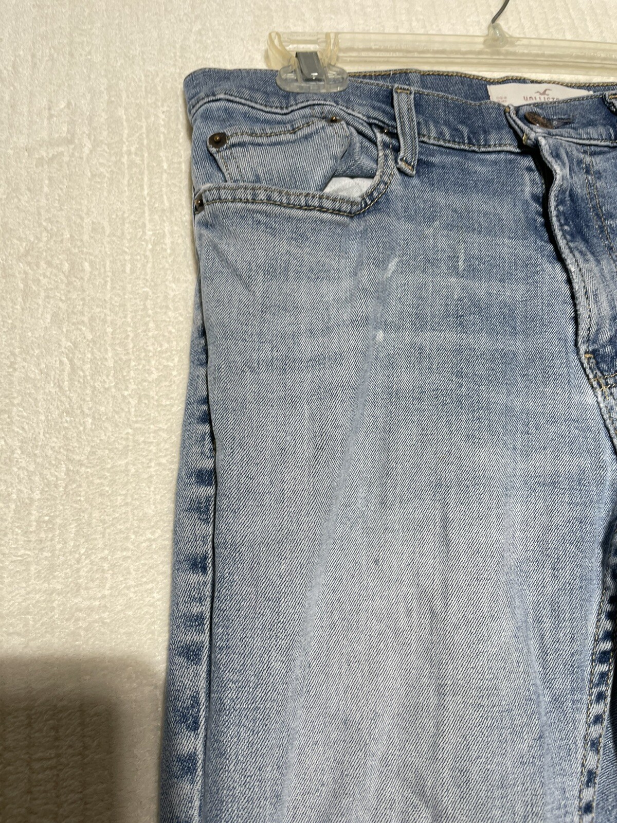 Hollister Jeans Men's Skinny Stretch Size 32x32 Light Wash Blue Denim Distressed eBay