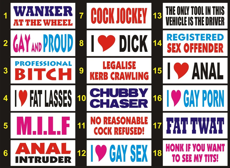 MAGNETIC Bumper Sticker Car Prank Joke Funny 18 to choose from BUY 3 GET 1 FREE