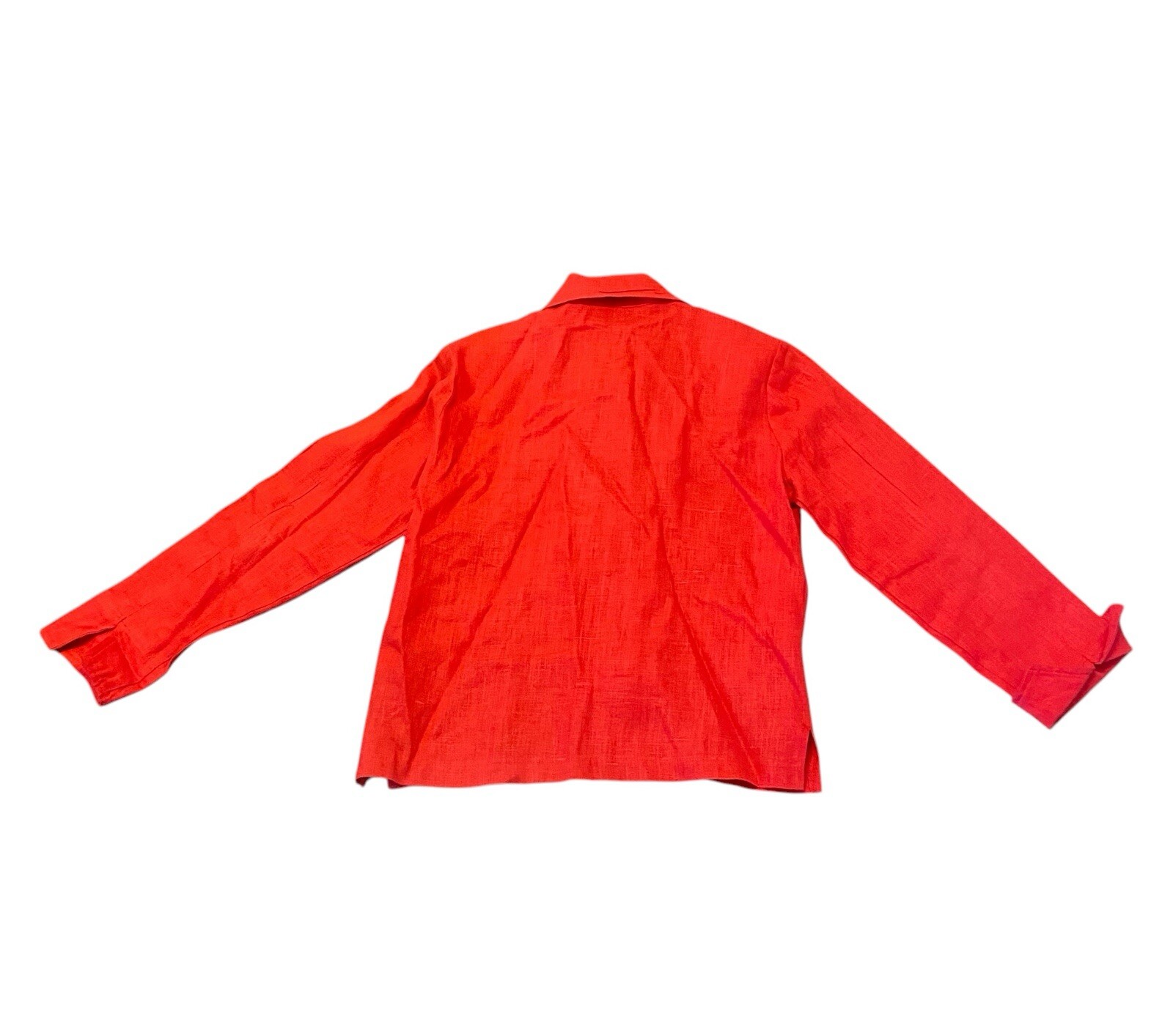 Blazer pony vintage dipinto giacca corta donna XS lino rosso zebrato bottone legno USA