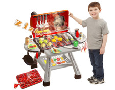 Barbecue Grill Toy Set, Kids BBQ Kitchen Playset with Smoke Sound Light Simul...