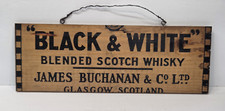 Black & White Blended Scotch Whisky James Buchanan Scotland Wood Sign from Crate