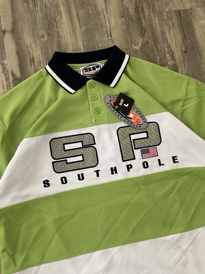 【STONE 】2000s Unique Polo Shirt Vintage Y2K SouthPole 3D Holographic Polo Shirt Sz L 2000s HIP HOP