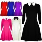 WOMENs SWING DRESS COLLARED PETER PAN FAMILY TOP FLARED PLUS SIZE JERSEY UK Size