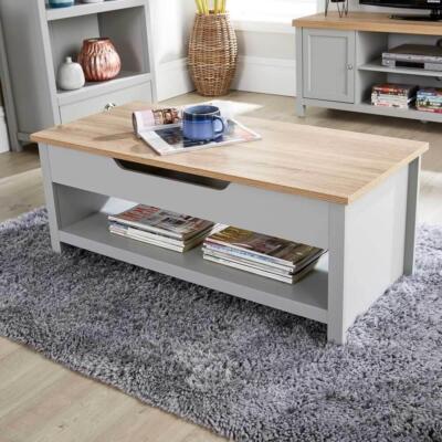 Couchtisch Lift Up Eichenplatte Wohnmöbel Empfang Aufbewahrung Regal Avon
