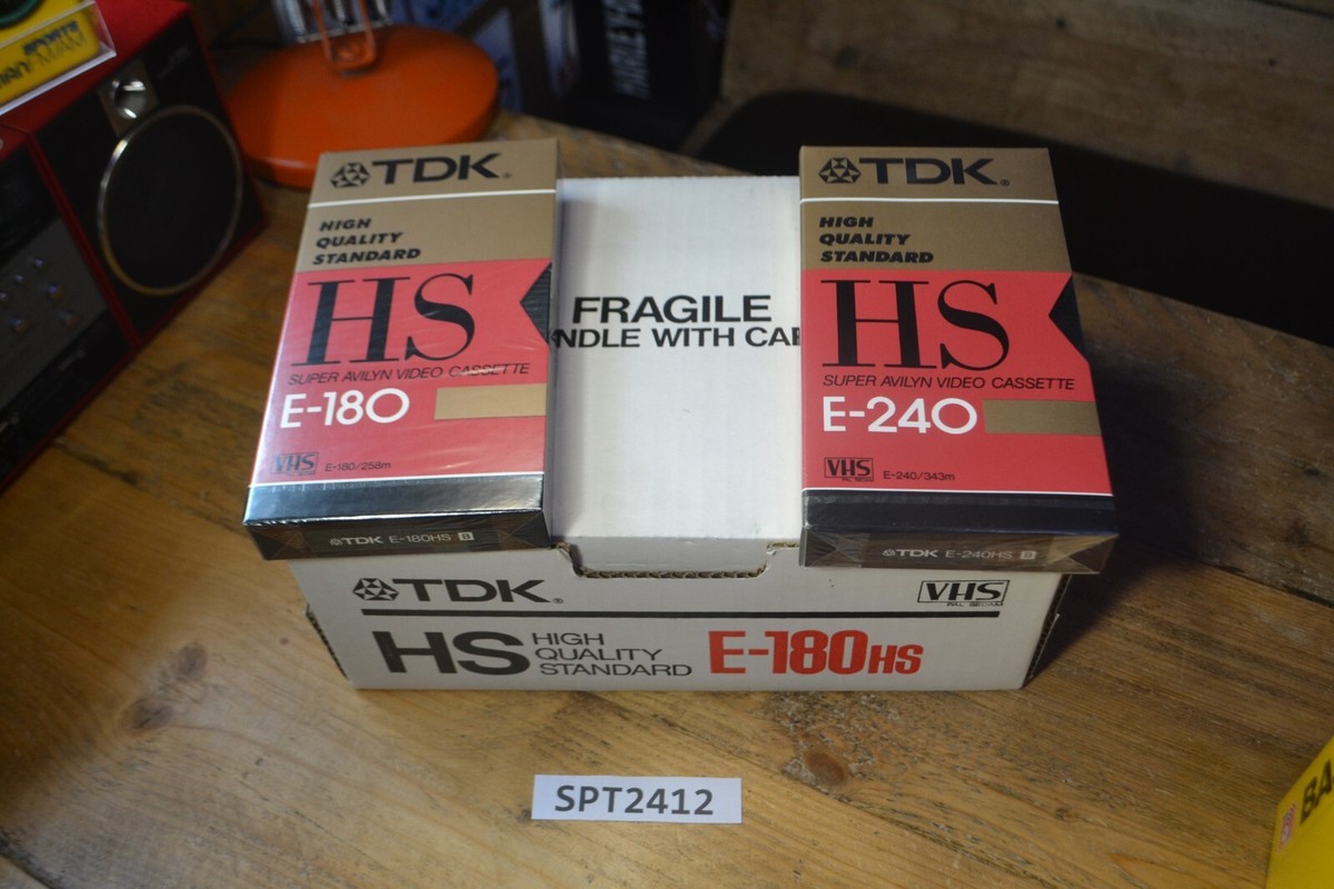 VHS Tapes TDK E180 E-240 HS x2 tapes and box NEW SEALED Retro