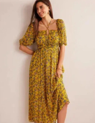 Boden Maxikleid mit Neckholder-Detail neu mit Etikett - UK 10 Reg - senfkörnig - neu mit Etikett