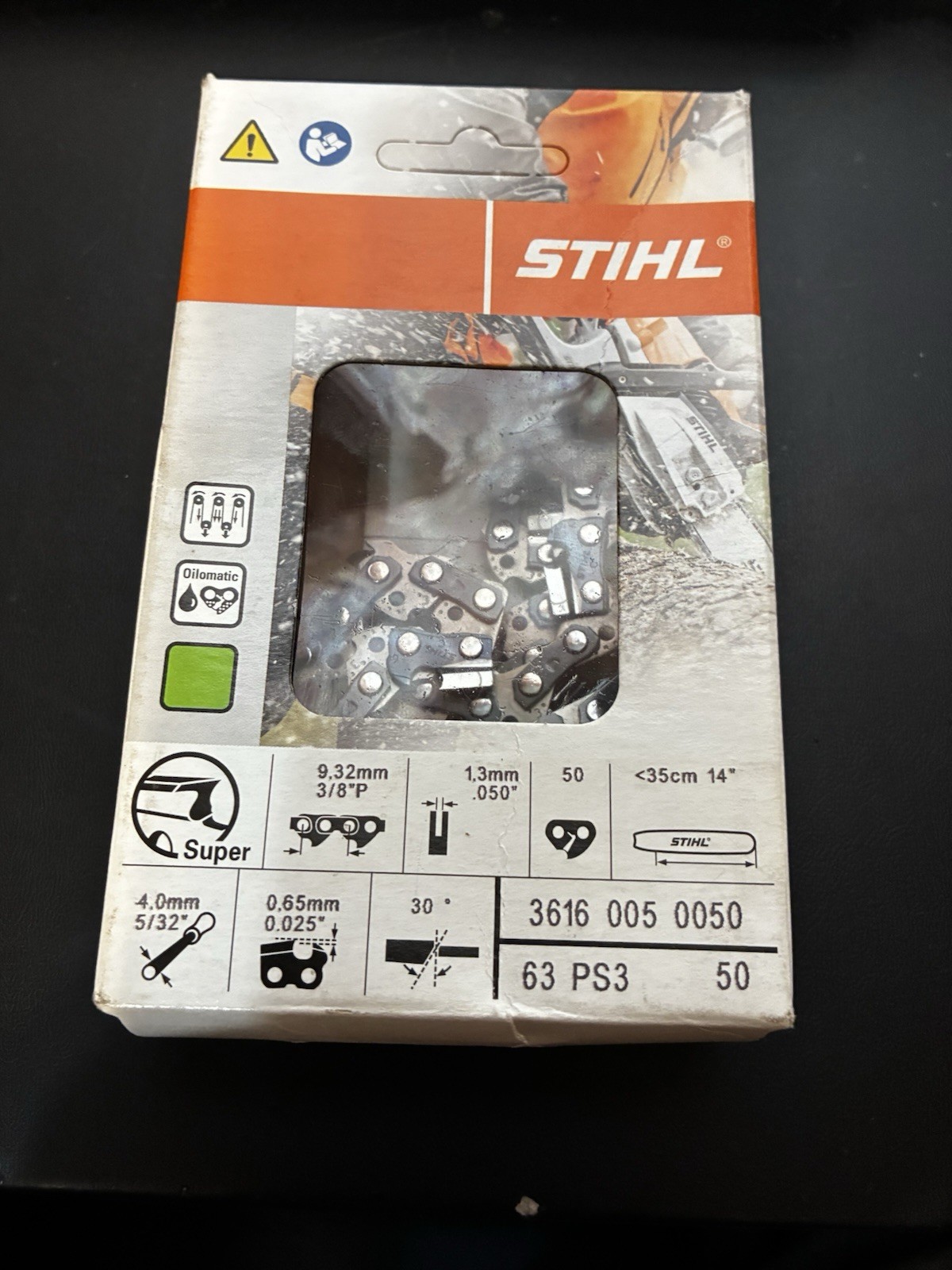 STIHL CHAINSAW SAW CHAIN 3616 005 0050 14" BAR 3/8P .050 63 ps3 50 DL