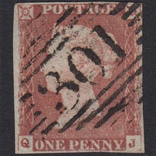 A1_32 GB QV 1841 1d Red-Brown Plate 67 SG8-B1(1) QJ FU Leixlip 301