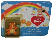 Care Bears Miniature Kenner 1982 Friend Bear Mini Figure - Sitting With A Flo