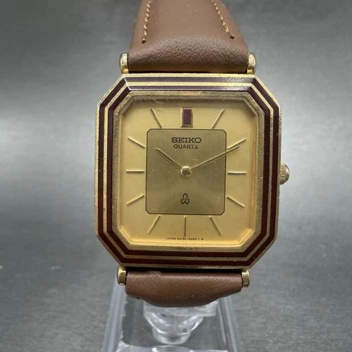 Seiko Watch Men 28mm Champagne Dial Gold Tone Octagon 6430-5130 New Battery
