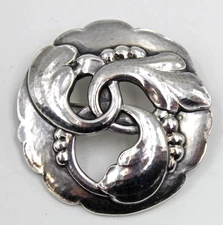 Georg Jensen Denmark Vintage 925S Sterling Silver Floral Pin or Brooch #20
