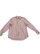 Eddie Bauer Men's L Wrinkle Resistant Red/White Striped Cotton Dress Shirt