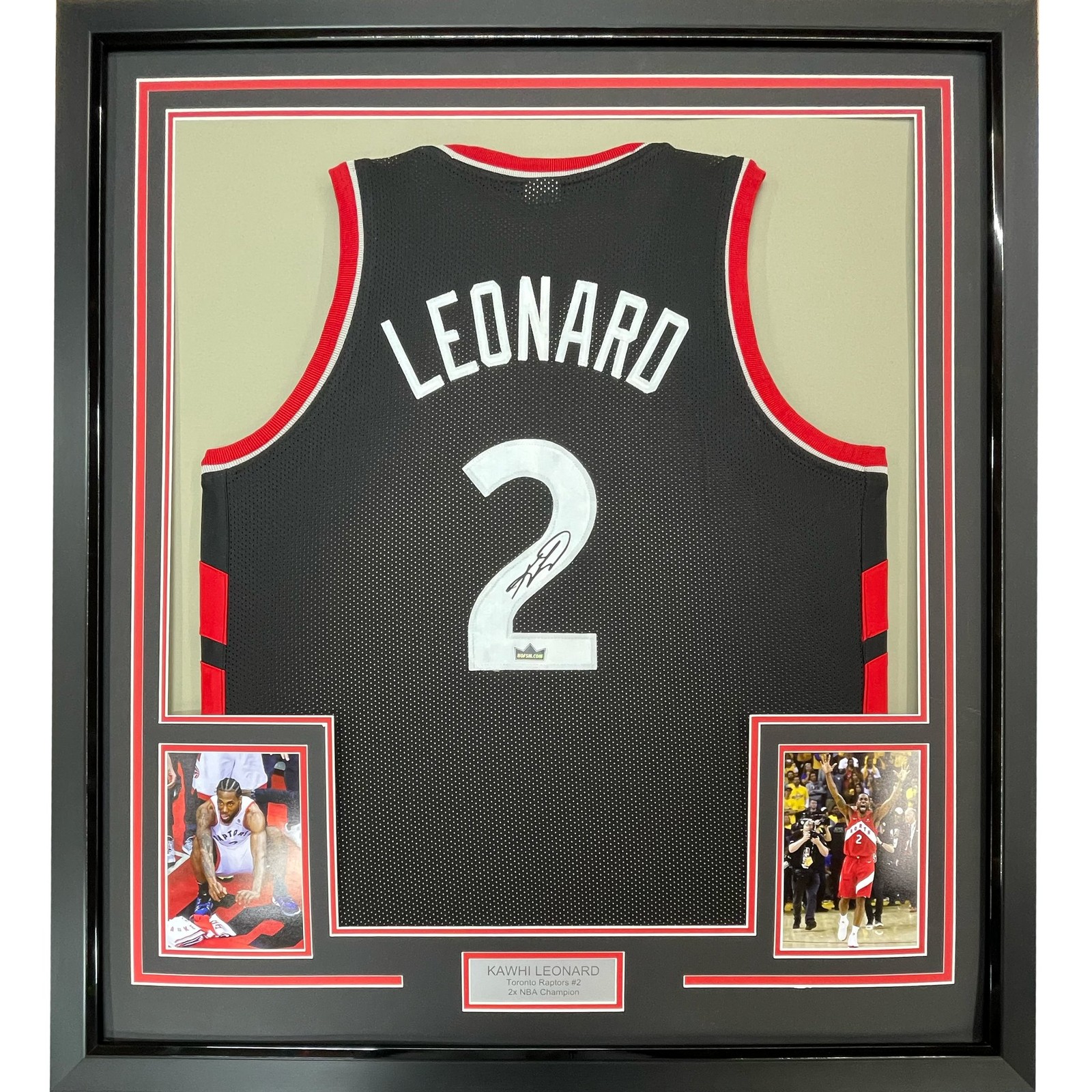 Framed Facsimile Autographed Kawhi Leonard 35x39 Black Jersey