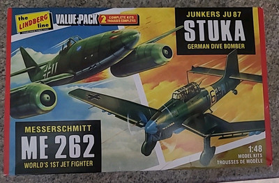 Lindberg Line JUNKERS JU-87 STUKA/ME 262 1:48 Value Pack (2) Model Kits Sealed