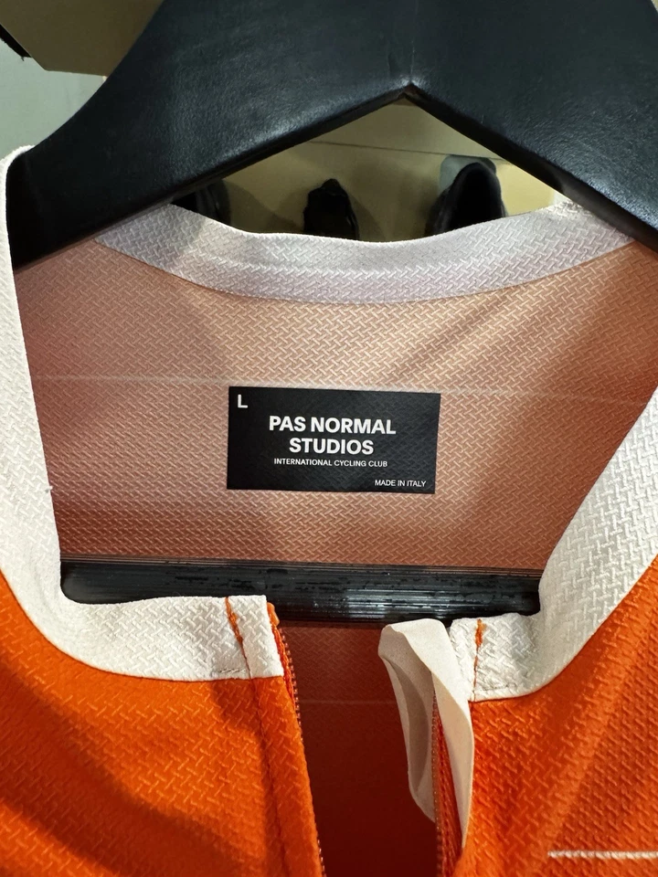 Pas Normal Studios Men's Solitude Late Drop Jersey Amber Orange, Size L $235 - Image 4 of 4