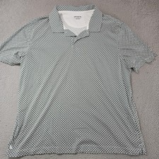 UNTUCKit Polo Shirt Mens XL White Green Printed Damascino Geometric Cotton