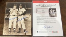 Mickey Mantle / Willie Mays Duel Autographed 8x10 Photo Mantle PSA 8 Mays PSA 10