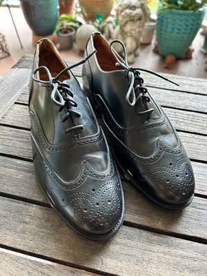 Loake Bros Wellingbro black leather brogues wingtips dress shoes 7 EE