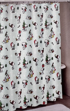 Peanuts Snoopy Christmas Fabric Shower Curtain 72" x 72" NIP