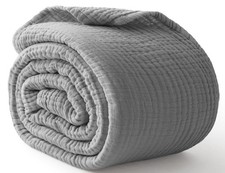 Cotton Muslin Blanket Grey 50x70 Inch 6 Layers Breathable Gauze Quilt Soft