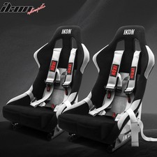 Universal Black Bucket Racing Seats Slider 4 Point 3 Belt Harness Grx2