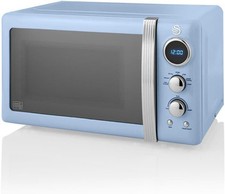 Image of Swan SM22030LBLN Retro LED Digital Microwave, 20 L, 800 W, Blue