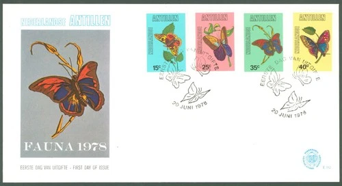 Colonies E59 Netherlands Antilles 1978 FDC 4v Fauna Butterflies