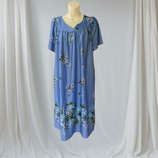 Anthony Richards Blue Floral Loungewear PJs House Dress Comfortable Muumuu 1X