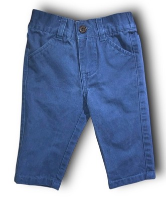 Andy & Evan Blue Jeans With Checkered Back Pocket Size 6-12 Months 