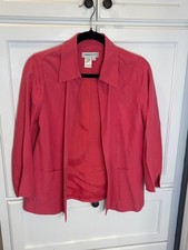Coldwater Creek Pink Silk  Linen Blend Open Front Jacket Size S