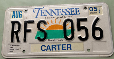 Tennessee TN License Plate Tag Sounds Good To Me RFS O56 CARTER COUNTY