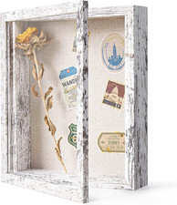 8x10 Shadow Box Frame with Linen Back - Real Glass, Push Pins Included, Sturdy R