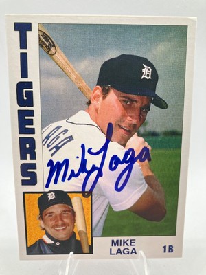 Mike Laga Signed 1984 Detroit Tigers Custom Card - On Card Auto