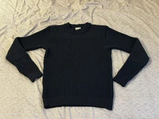 S.N.S. Herning Navy Blue Fisherman Sweater Medium 100% Virgin Wool (thick)
