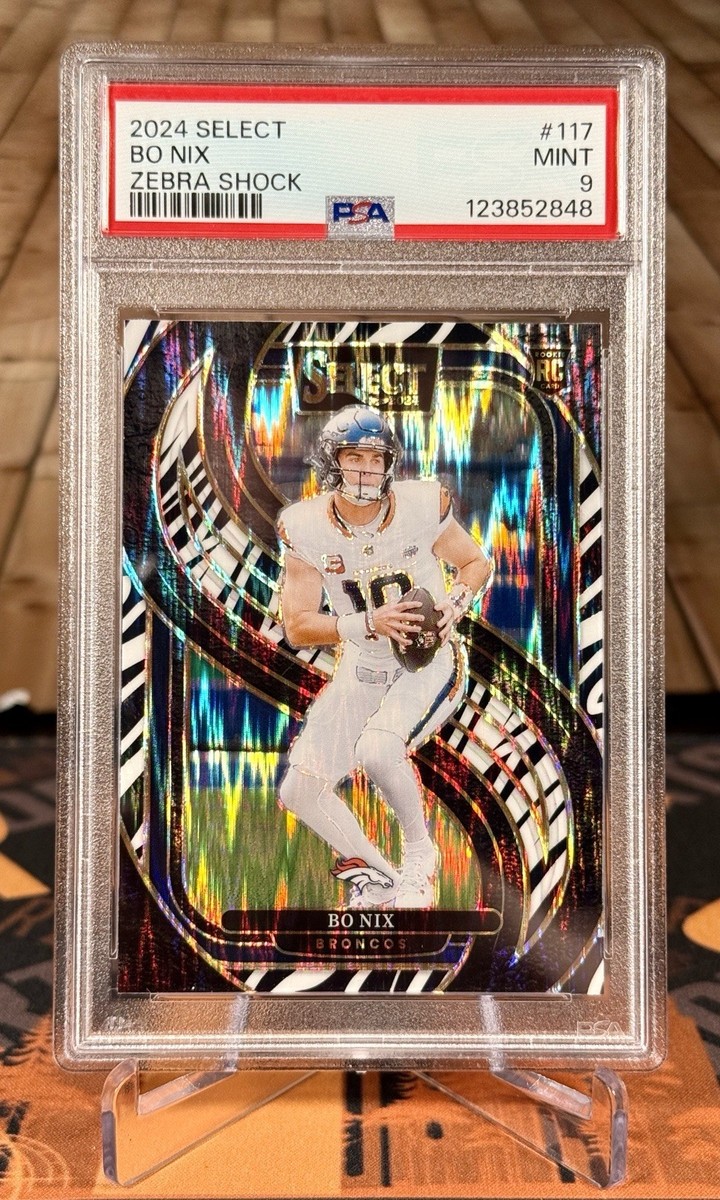 2024 Panini Select - Premier Level Bo Nix #117 Zebra Shock Prizm
