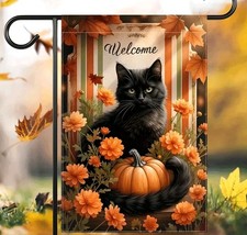 Black Cat Garden Flag Fall NEW FREE Ship 12 In X 18 In
