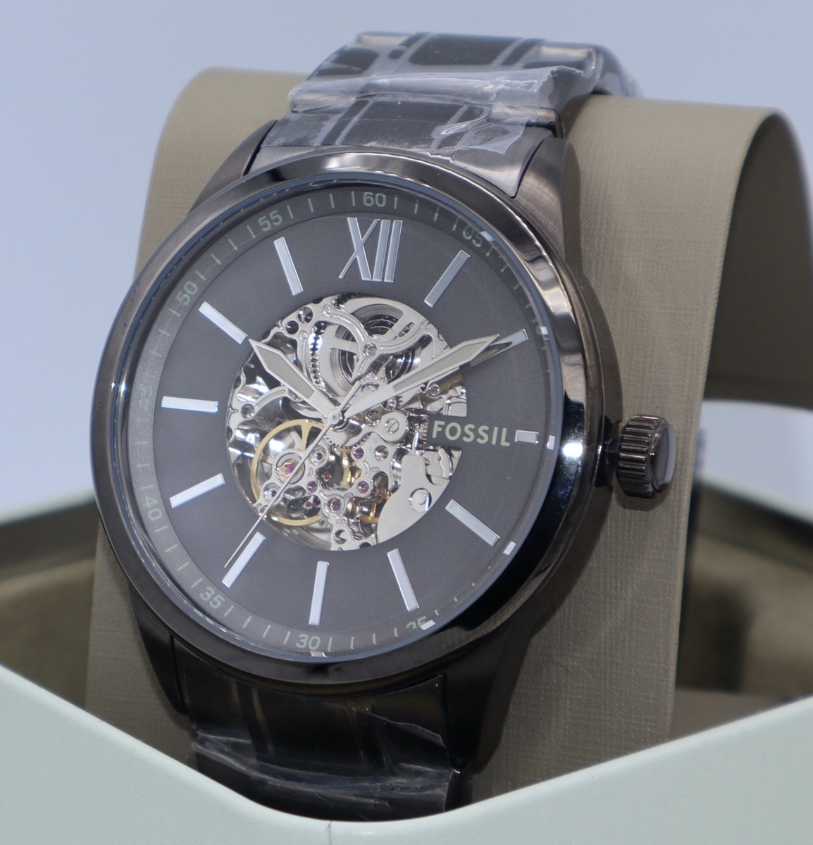 Fossil Flynn Automatic Skeleton Grey Silver BQ2384 Men