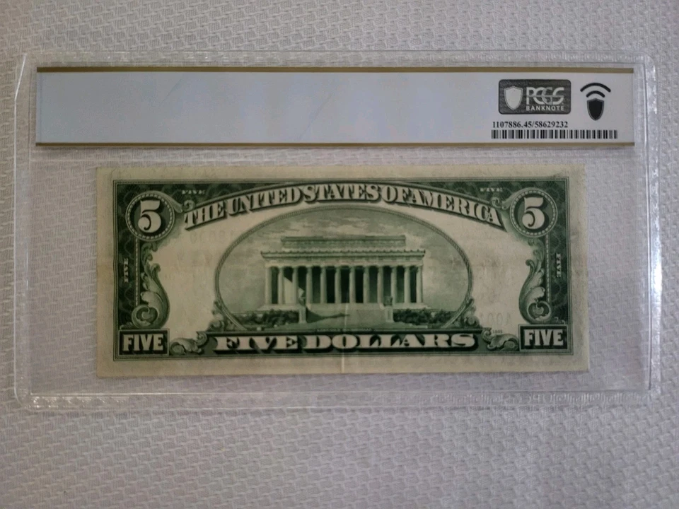  1934 $5 Federal Reserve BostonSTAR $5 Low# *A00118000 *choice PPQ45 PCGS  - Image 2 of 4