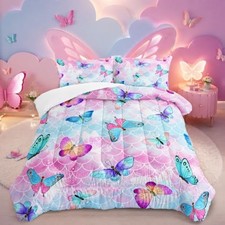 Rainbow Butterfly Comforter Set Size for Girls Kids Adults Full Butterfly6