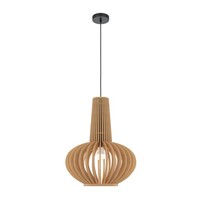 HäNgelampe Holz E27 Ø 35 Cm Schwarz Beige HäNgeleuchte Esstisch Wohnzimmer