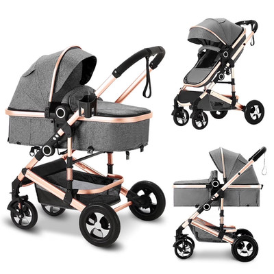 3-In-1 Convertible Baby Stroller with Big Seat and Adjustable Canopy, 24 Pound, 
